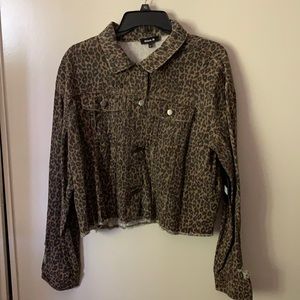 Cheetah print denim jacket